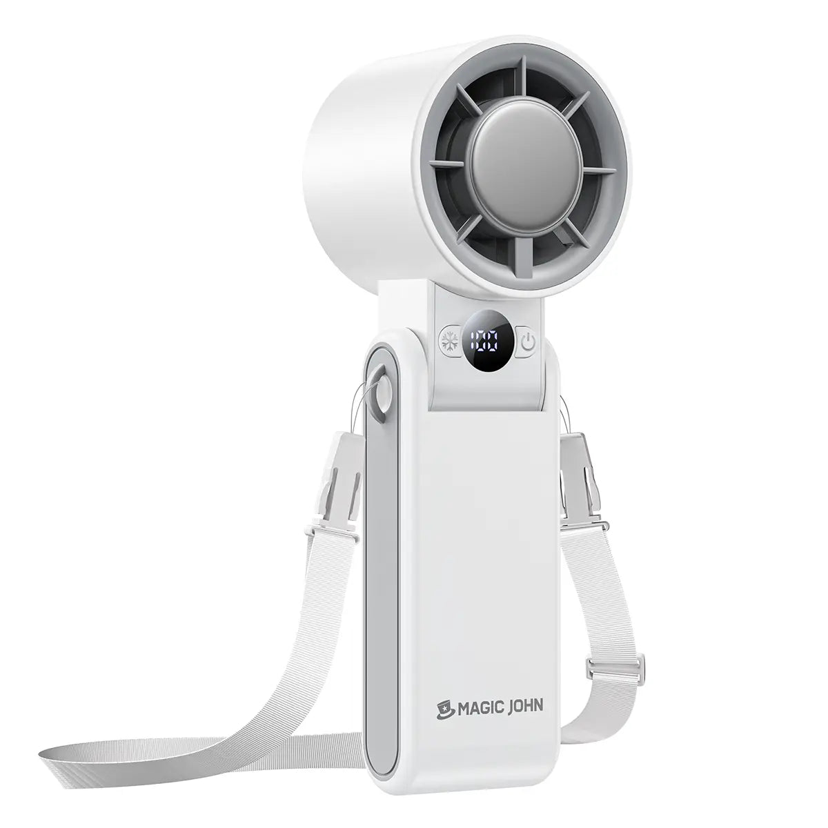 MAGIC JOHN 3 in 1 Mini Handheld Cooling Fan, 100 Speed & Instant Ice Cooling, 3600Mah Battery for 10H Runtime, Smart LED Display Foldable Neck/Desk/Hand Fan, Pocket Design for Travel/Summer/Concerts