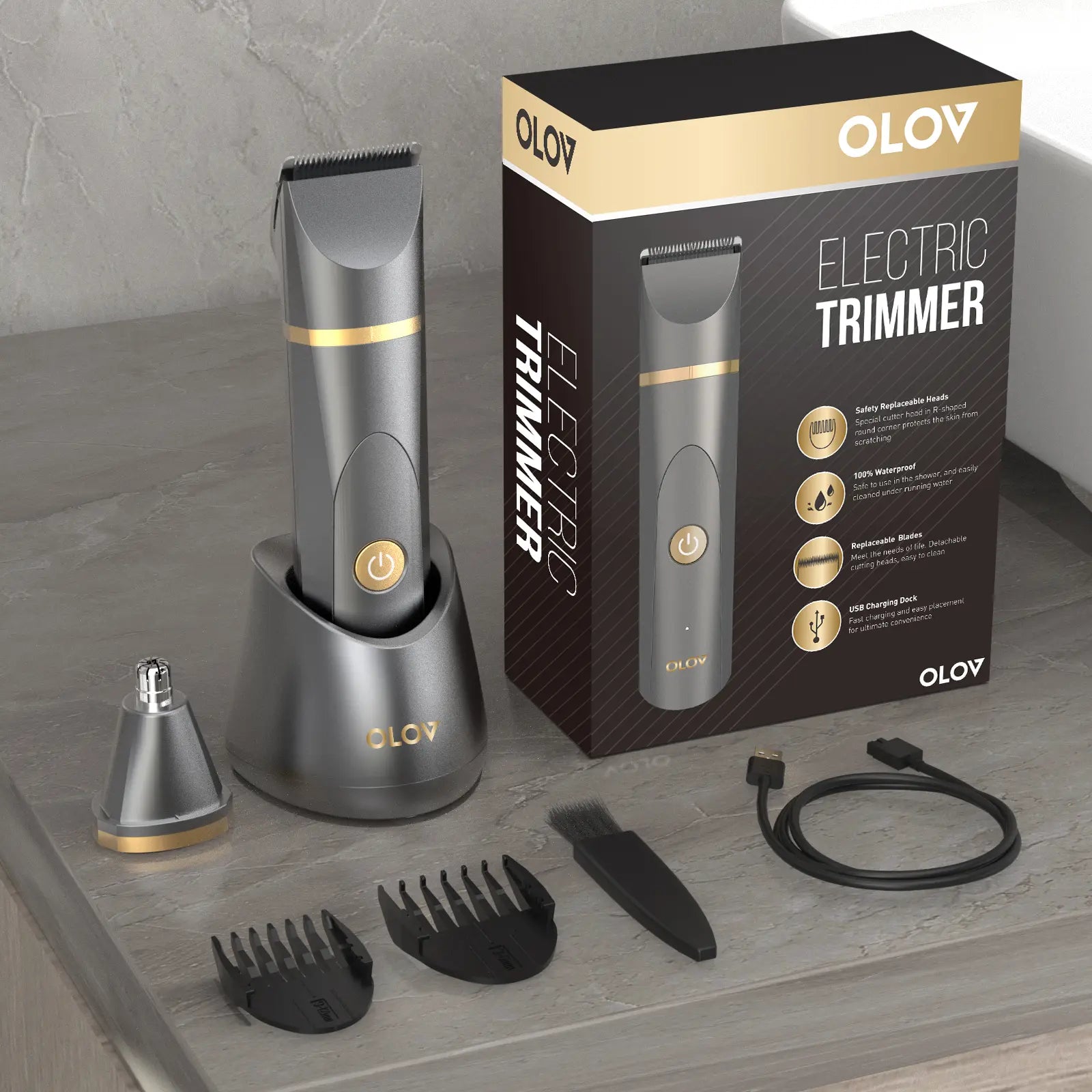 OLOV Anti-Nick Body & Ball Trimmer - Safe Ceramic Blade Groomer for Men