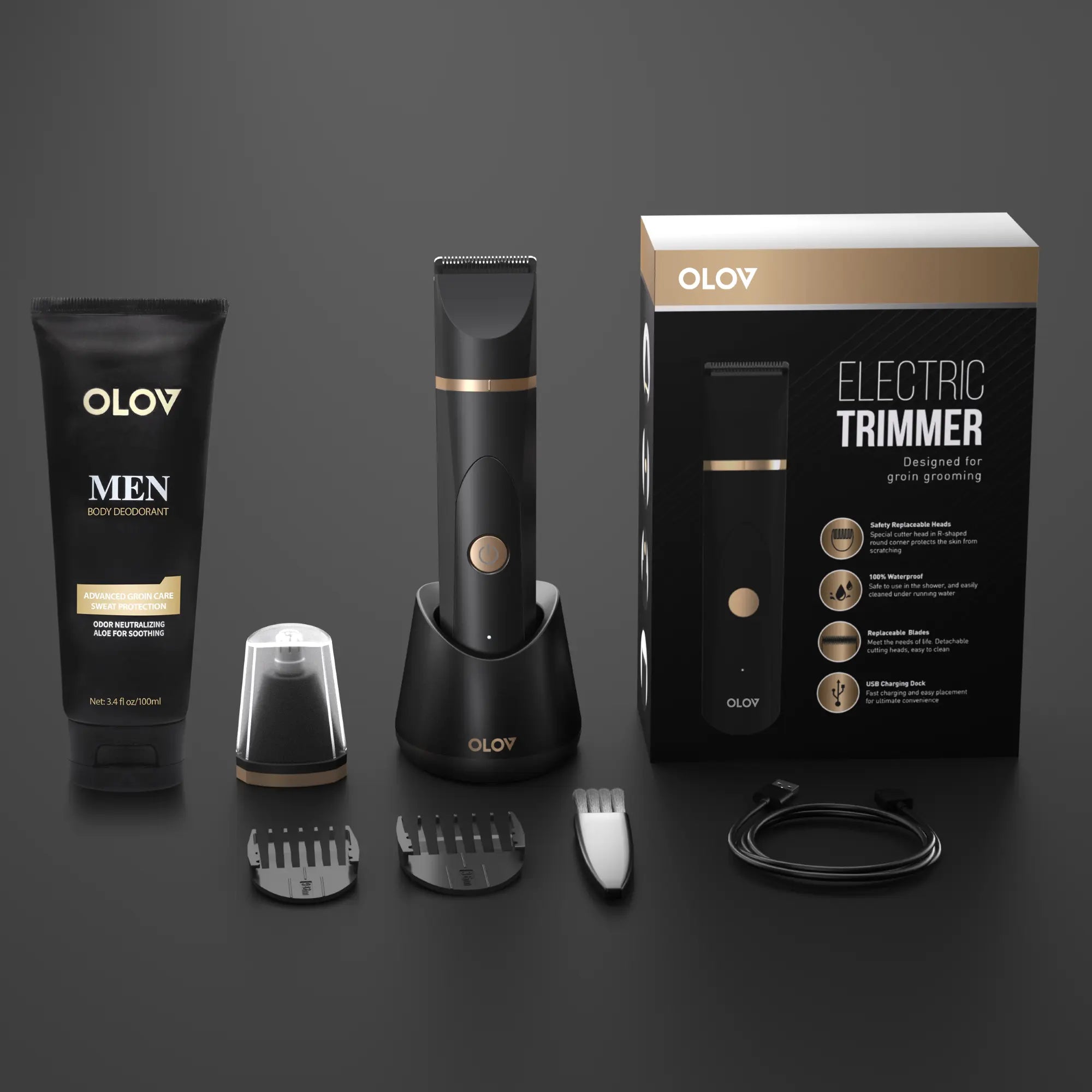 OLOV Anti-Nick Body & Ball Trimmer - Safe Ceramic Blade Groomer for Men