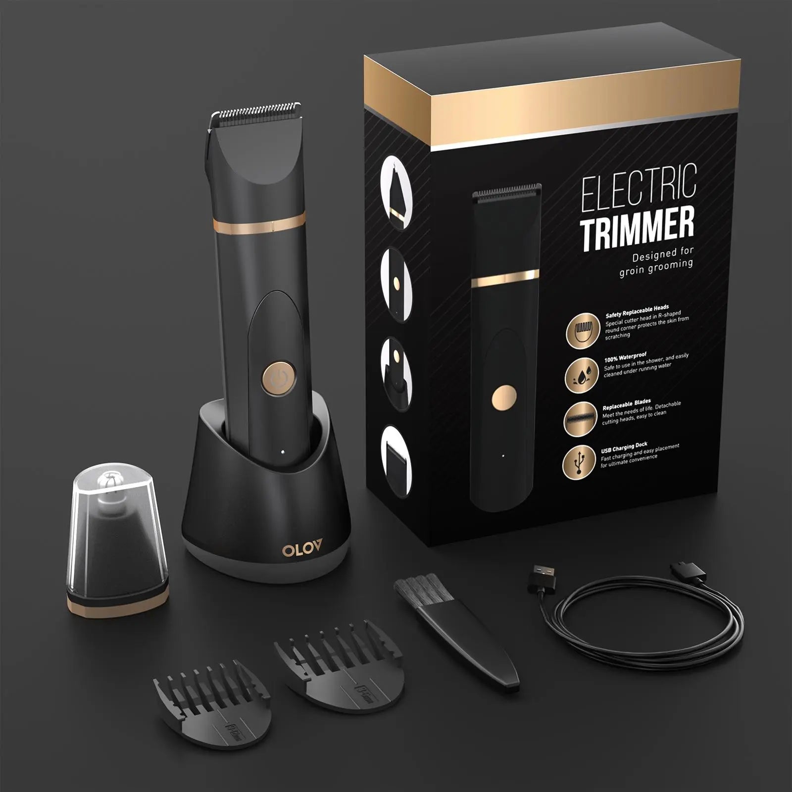 OLOV Anti-Nick Body & Ball Trimmer - Safe Ceramic Blade Groomer for Men