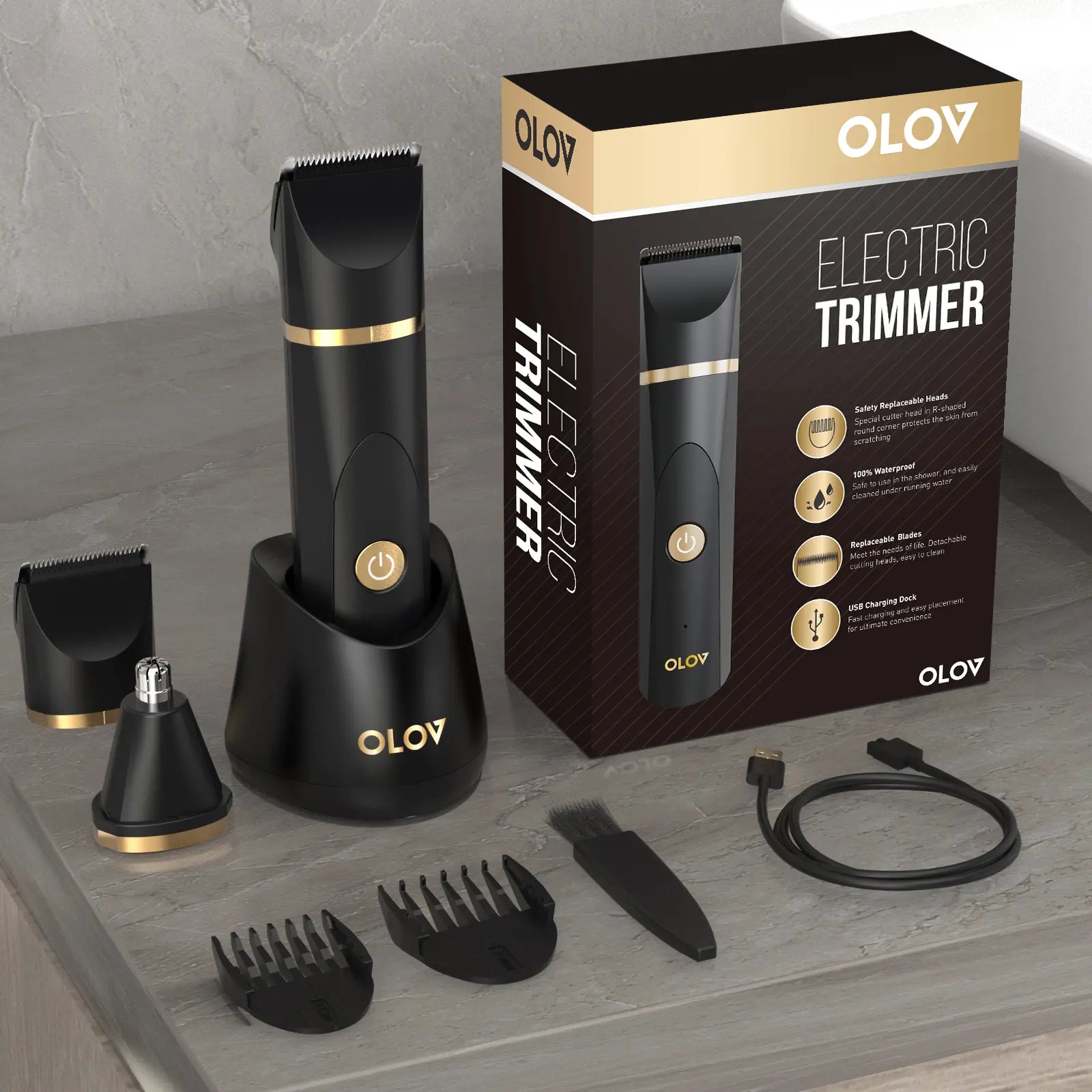 OLOV Anti-Nick Body & Ball Trimmer - Safe Ceramic Blade Groomer for Men