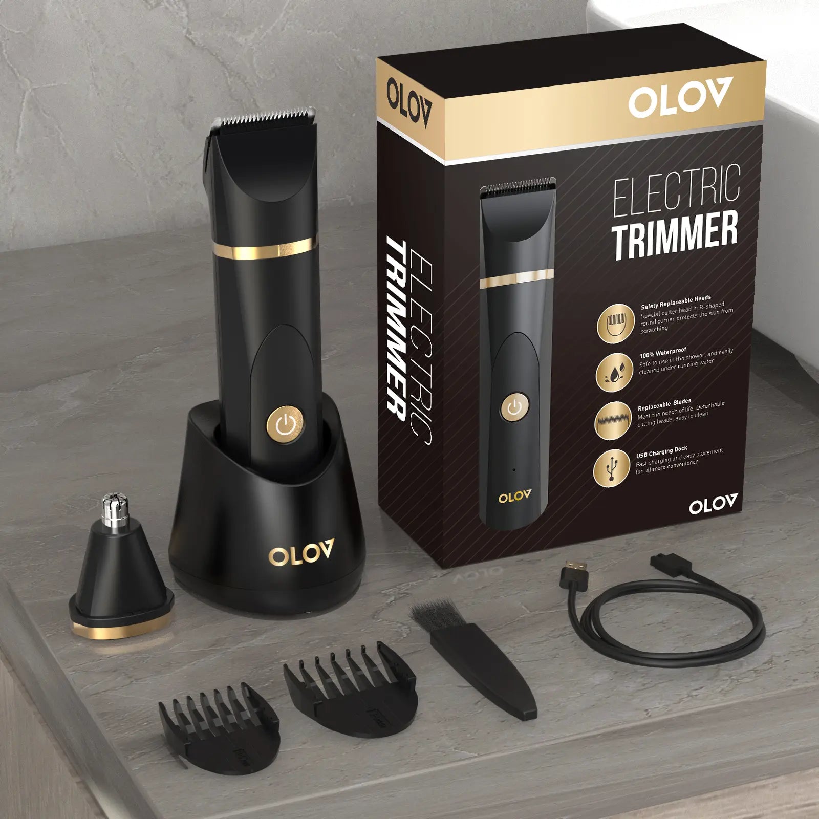 OLOV Anti-Nick Body & Ball Trimmer - Safe Ceramic Blade Groomer for Men