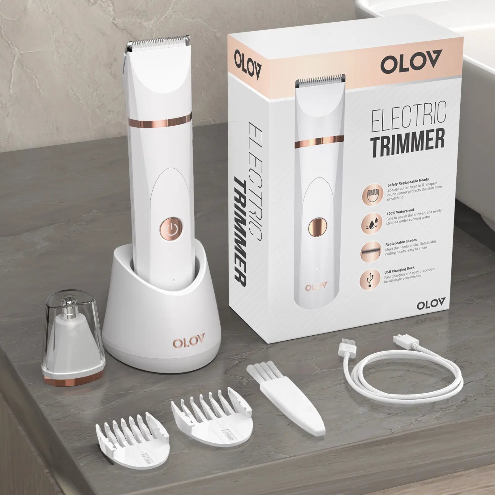 OLOV Anti-Nick Body & Ball Trimmer - Safe Ceramic Blade Groomer for Men
